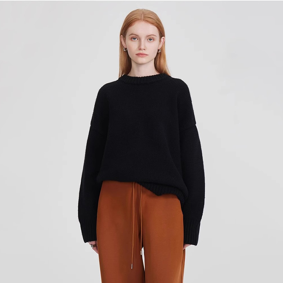 Women's Sweaters R0W 2025 Winter Sweater Thickened Round Neck Pullover Fashion Lazy Style High Quality