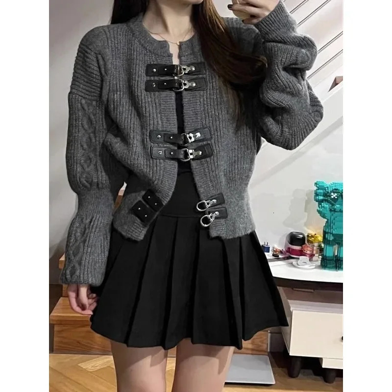 Loose Knitted Cardigan Coat Womens Style Autumn n Sensation Leather Button College Fashion Sweater Vest China Origin 251029