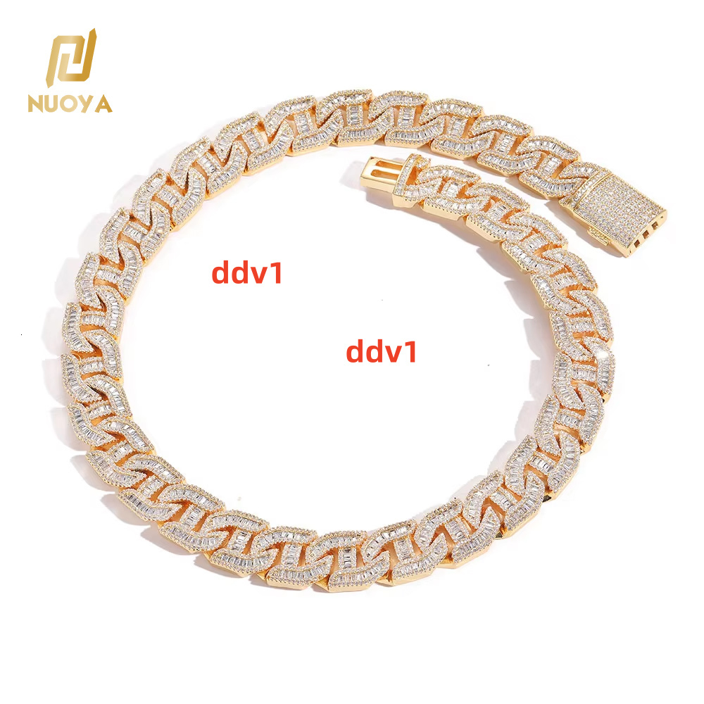 Custom Iced Out Cuban Link Chain Hip Hop Necklace Bling Baguette Diamond Cuban Chains Designer's style