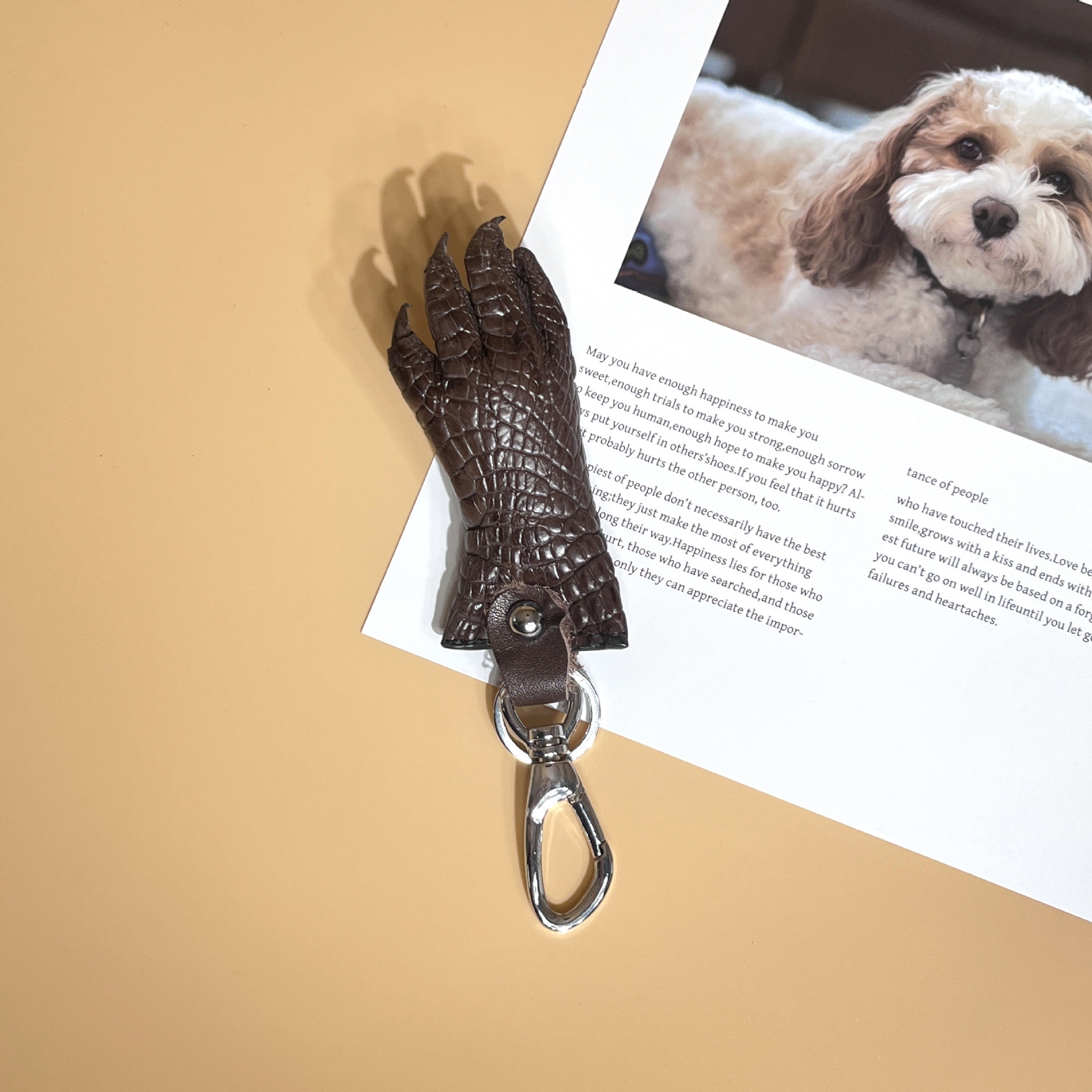 Skin Fashion Keychain Handmade Car Pendant Men's Leather Crocodile Paw Key Cartoon