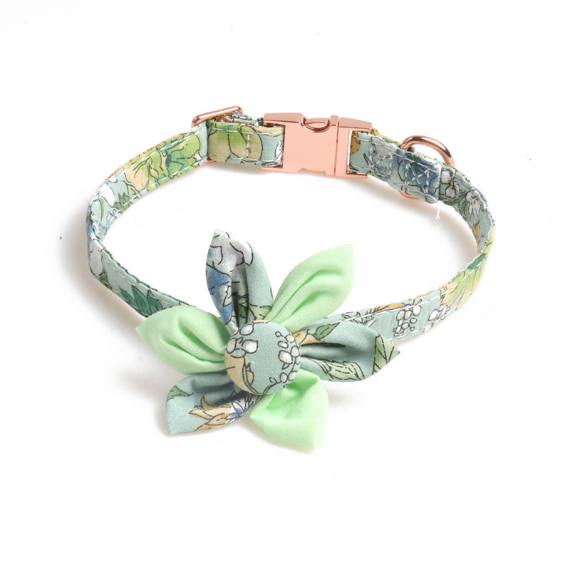 Floral Pattern Dog Collar Leash Set with Poop Bag Holder, Stylish Pet Collar Lead Set, Durable & Comfortable, for Dogs, Fashionable Pet Walking Access