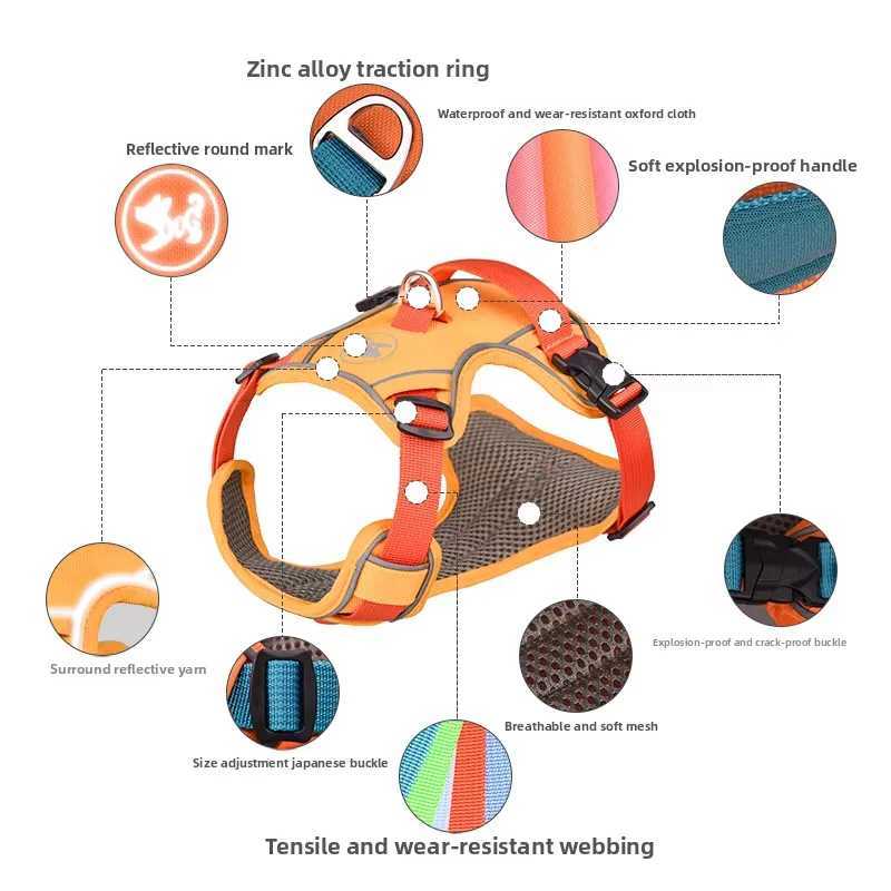 Explosionproof reflective pet chest strap veststyle dog chest strap antibreaking free J251129