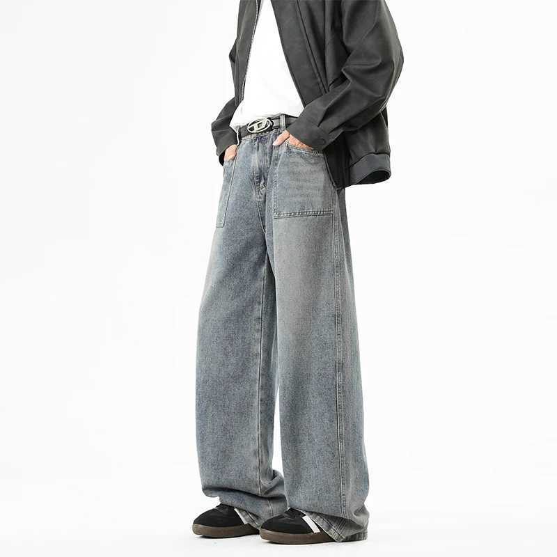 2025 New Retro Washed StraightLeg Jeans For Men High Street Fashion Baggy Denim Pantalones Hombre Hip Hop Distressed Y2K Jean J251030