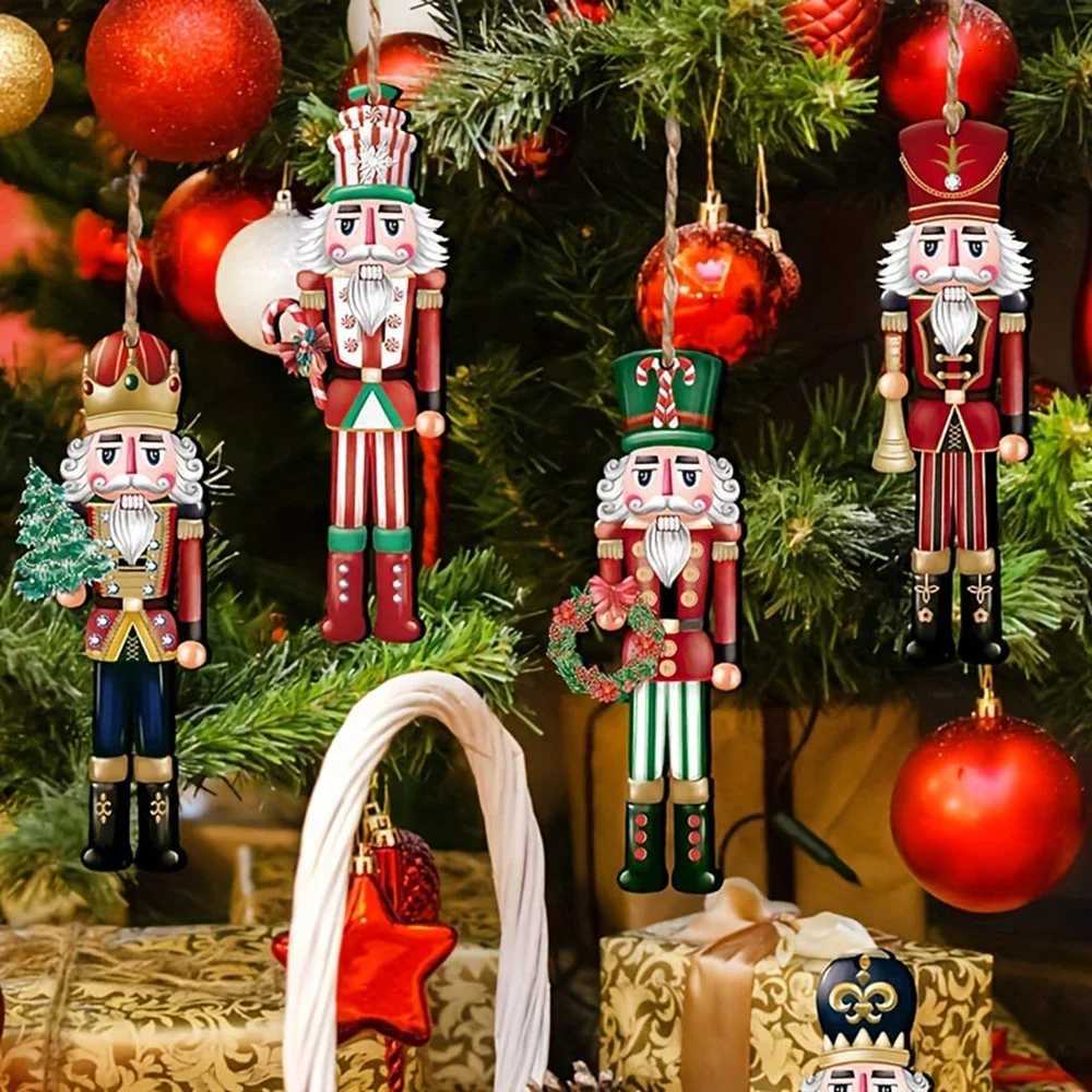 12pcs Christmas Nutcracker Soldier Wooden Pendant Xmas Tree Hanging Ornament 2025 Navidad Decoration for Home 2026 New Year Gift C251030