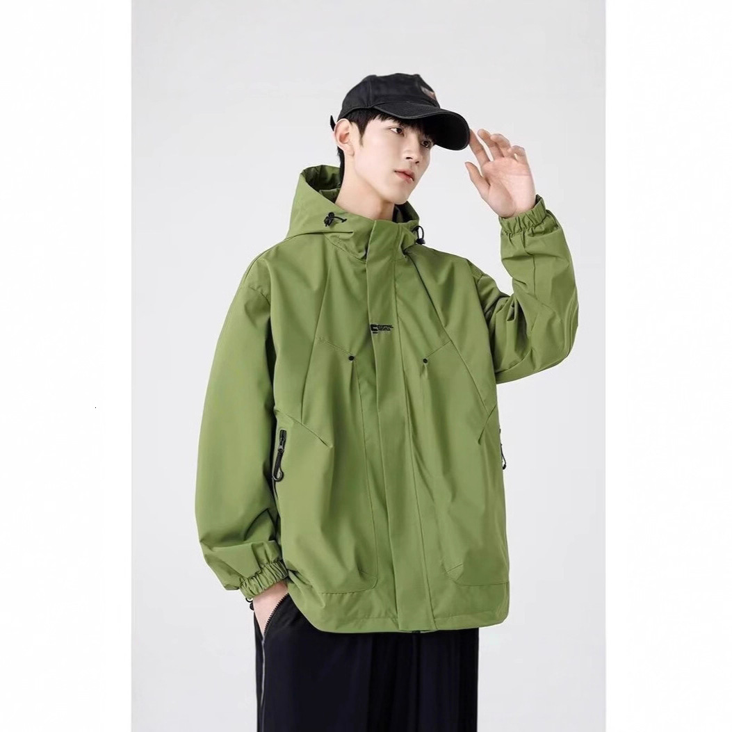 Men's Waterproof Jacket Workwear Trendy American Designer Coat Style Spring Autumn Thin Mountain Outdoor Hiking Windproof Coat