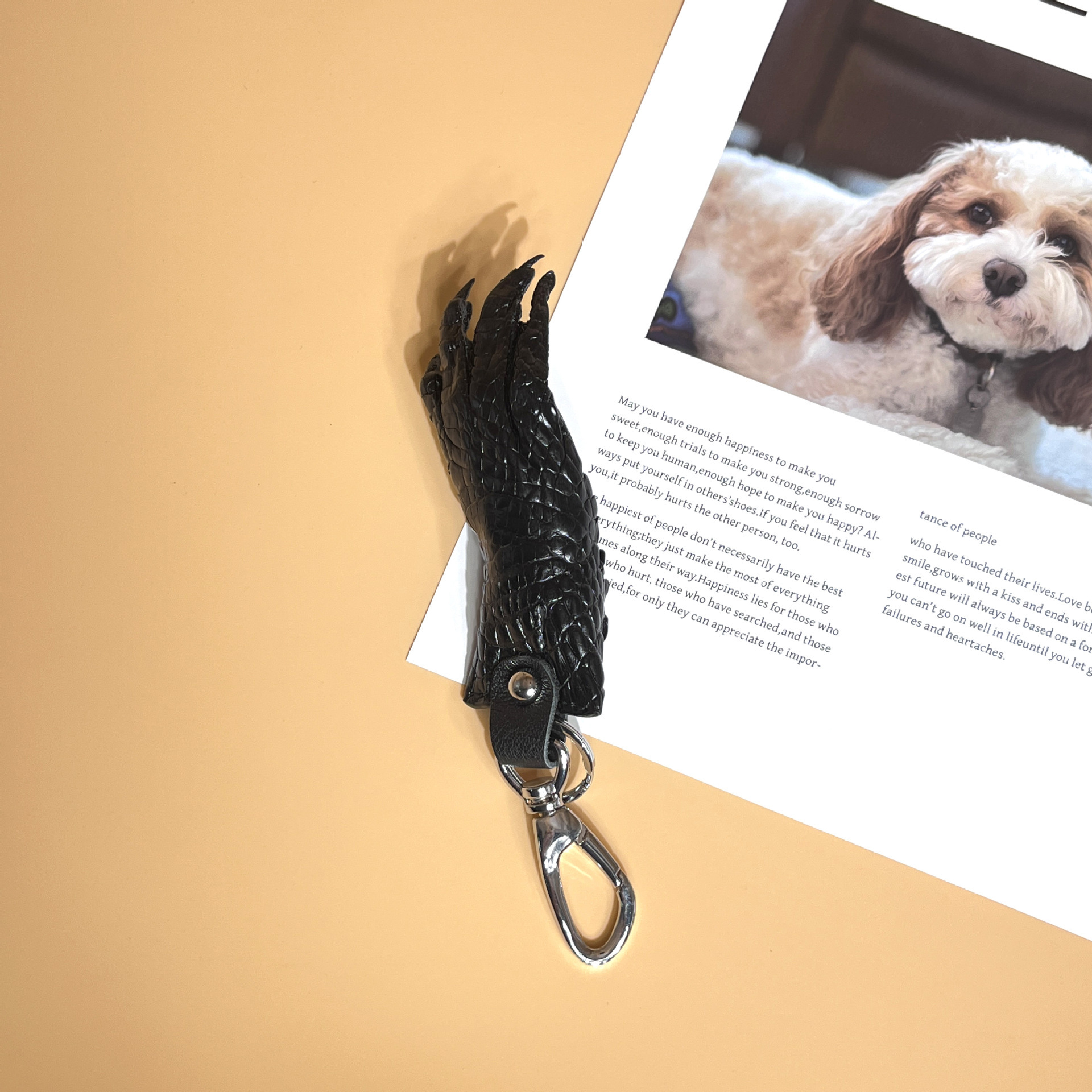 Skin Fashion Keychain Handmade Car Pendant Men's Leather Crocodile Paw Key Cartoon