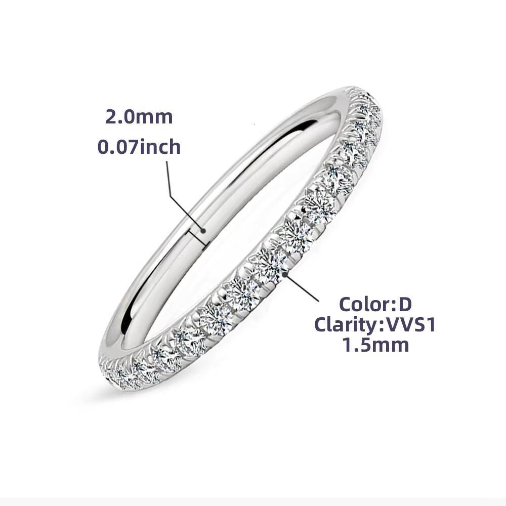 Best Selling Trendy Fashion Women Luxury Fine Jewelry 15mm Moissanite S925 Sterling Silver Tennis Ring Christmas