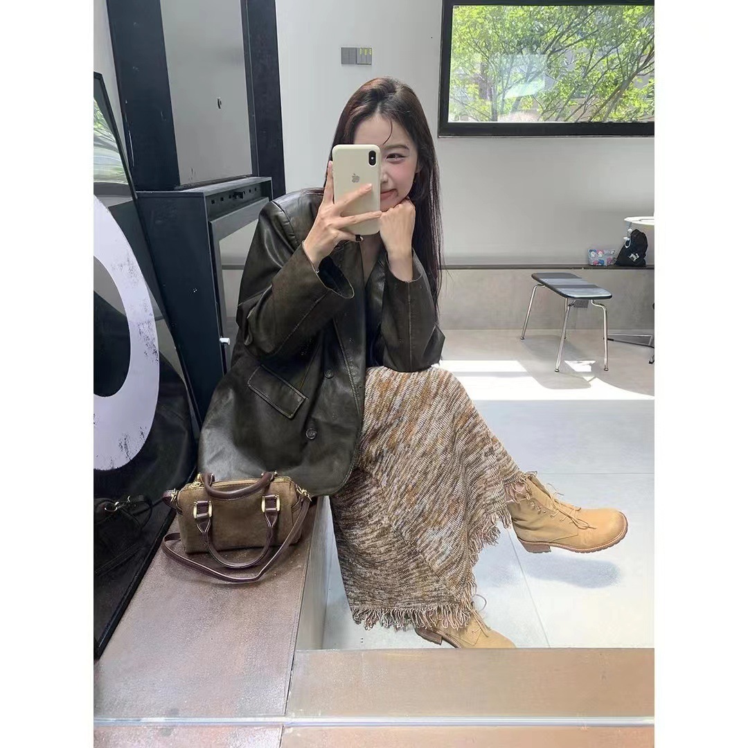 Korean style new retro suede trend single shoulder slanted small bag pillowcase Boston women's handbag fashionable versatile designer bag