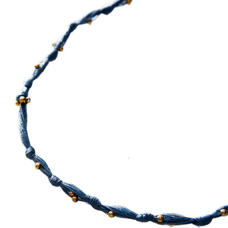 New Style Personality Simple Colorful Braided Rope Necklace Stainless Steel Bell Electroplated Gold Color Retention