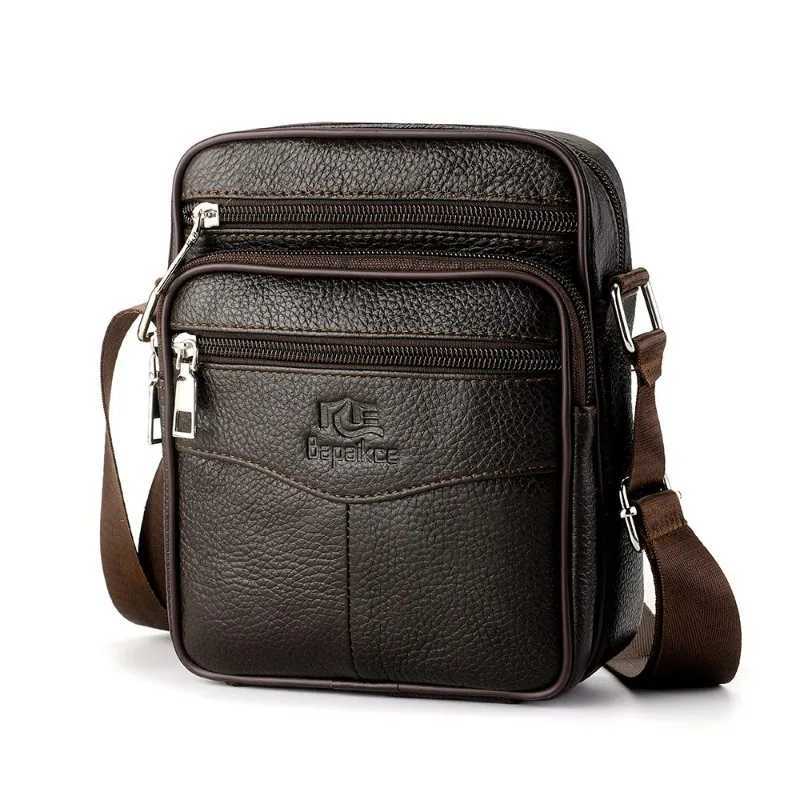 Mens Vertical Style Crossbody Bag Fi Premium Genuine Leather Single Shoder Bag 8Inch Laptop Bag Y251011
