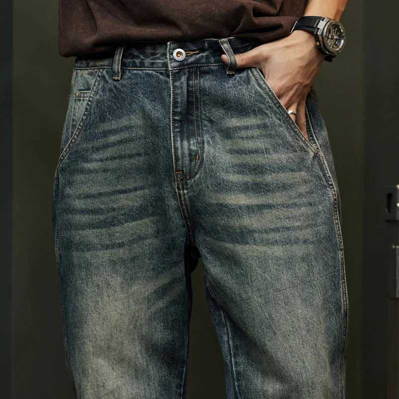 Jeans For Men Baggy Pants Loose Fit Harem Pants Vintage Clothes Men Fashion Pockets Patchwork Large Trousers Oversized 40 J251030