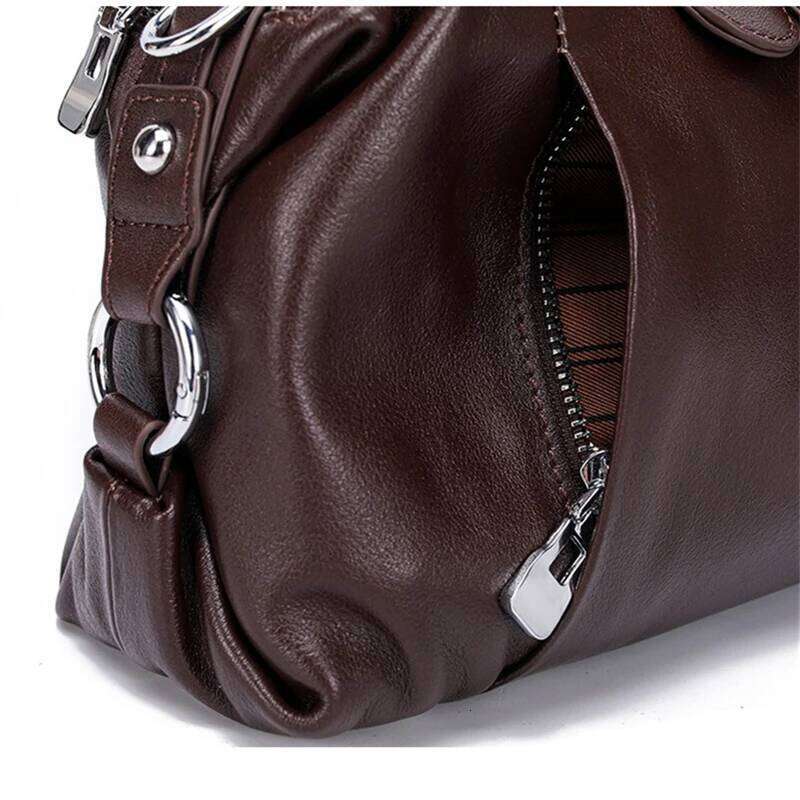 Nesitu High Quality Vintage Black Brown Coffee Full Grain Genuine Leather Women Handbag Shoulder Messenger Bag Phone Purse M2701