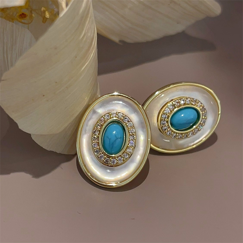 Designer earrings Luxury earrings Round textured zircon mother of pearl earrings for women free shipping birthday gift to girls gold earrings