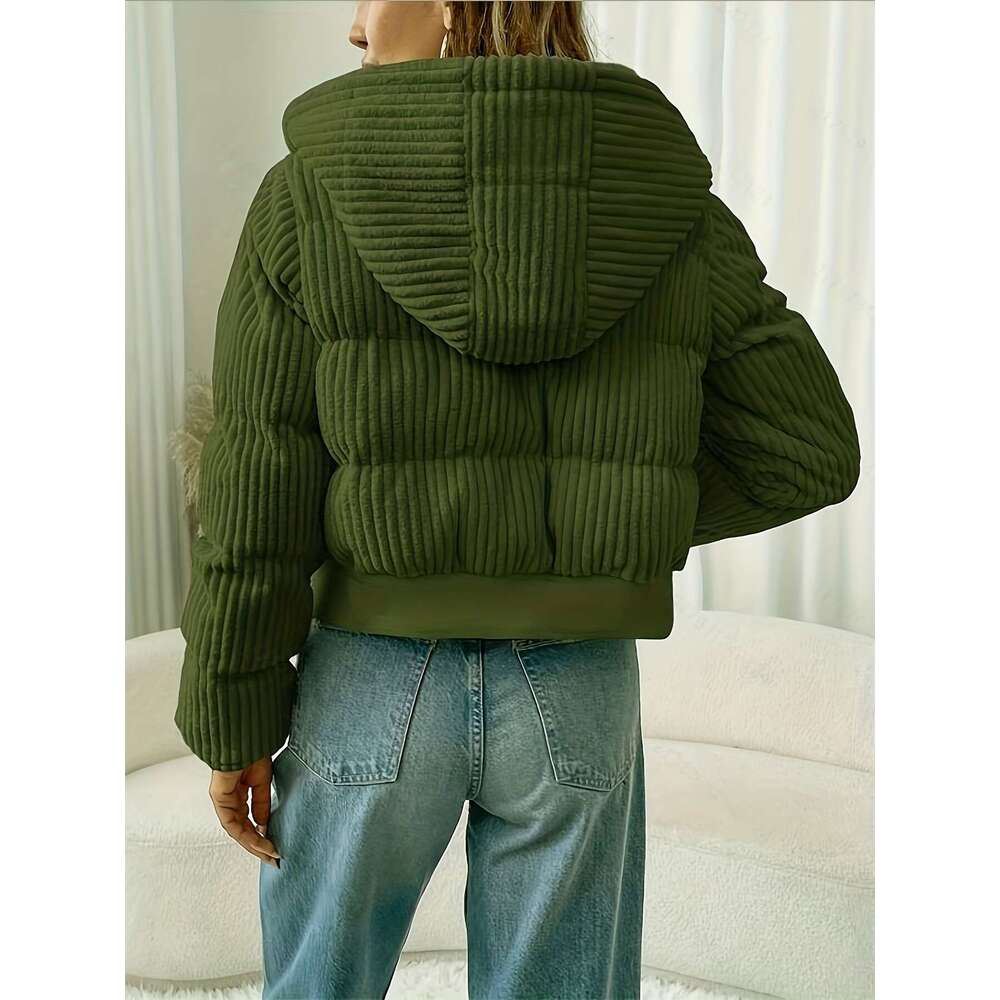 Elegant Jacket Elegant Women S Short Zip Up Hooded Jacket Full Zip Closure H Line Silhouette Flared Hem Hine Washable Versatile Casual To Semi Formal