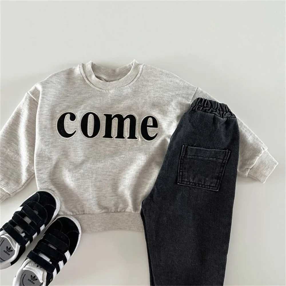 Ins Autumn New Children Long Sleeve Sweatshirt Fashion Letter Girls Casual Clothes Cotton Baby Boys Hoodies Kids Pullover TopsT251030
