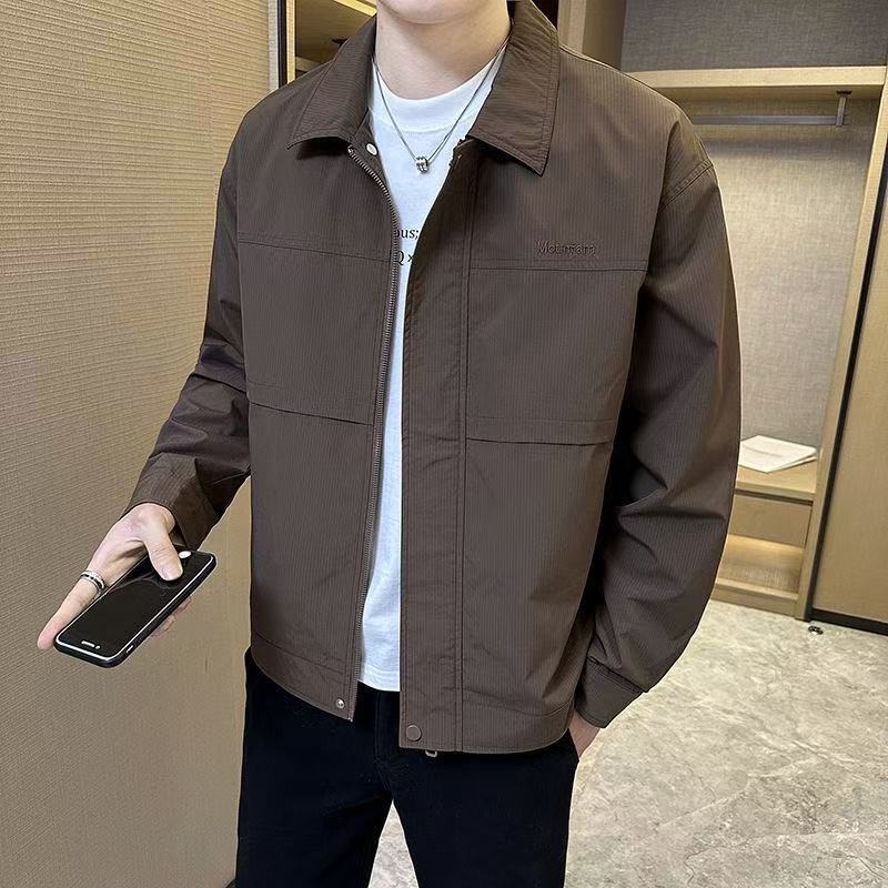 Men's Jacket 2025 Spring New Style Turn-down Collar Handsome Workwear Youth Designer Coat Jacket Versatile Fashion Trendy Top
