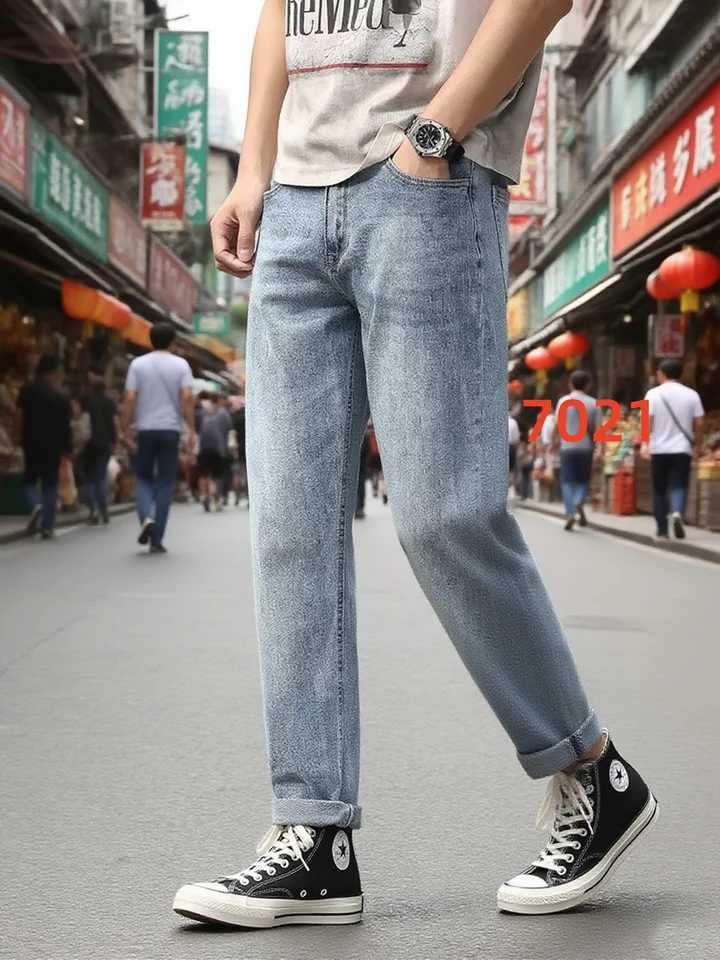 New mens casual long jeans straight leg solid color washed denim wide leg pants for spring and summer must be casual and casual J251030