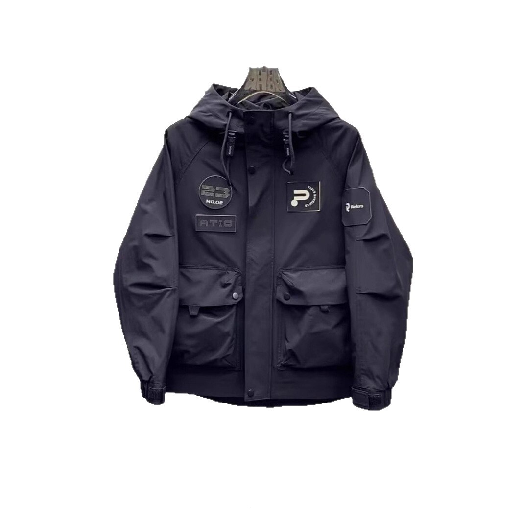 Workwear Designer Coat Label Hooded Jacket Men's Autumn Outdoor Trendy Brand Large Pocket Windbreaker Youth Short Casual Coat