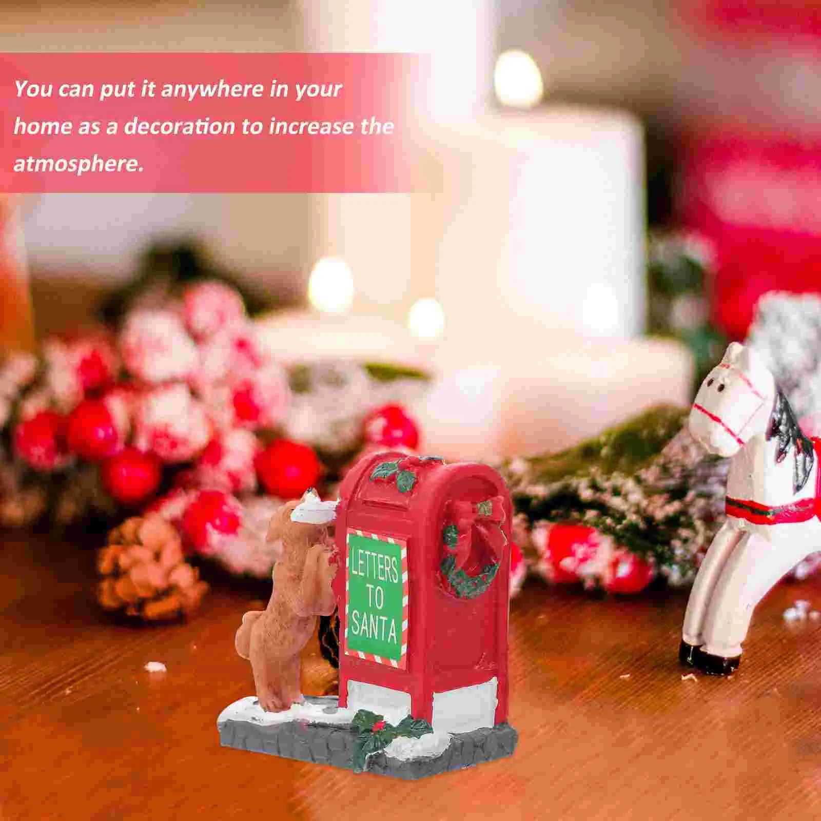 Ornament Handicraft Ornaments Tabletop Christmas Dessert Mailbox Figurine Red Crafts C251030