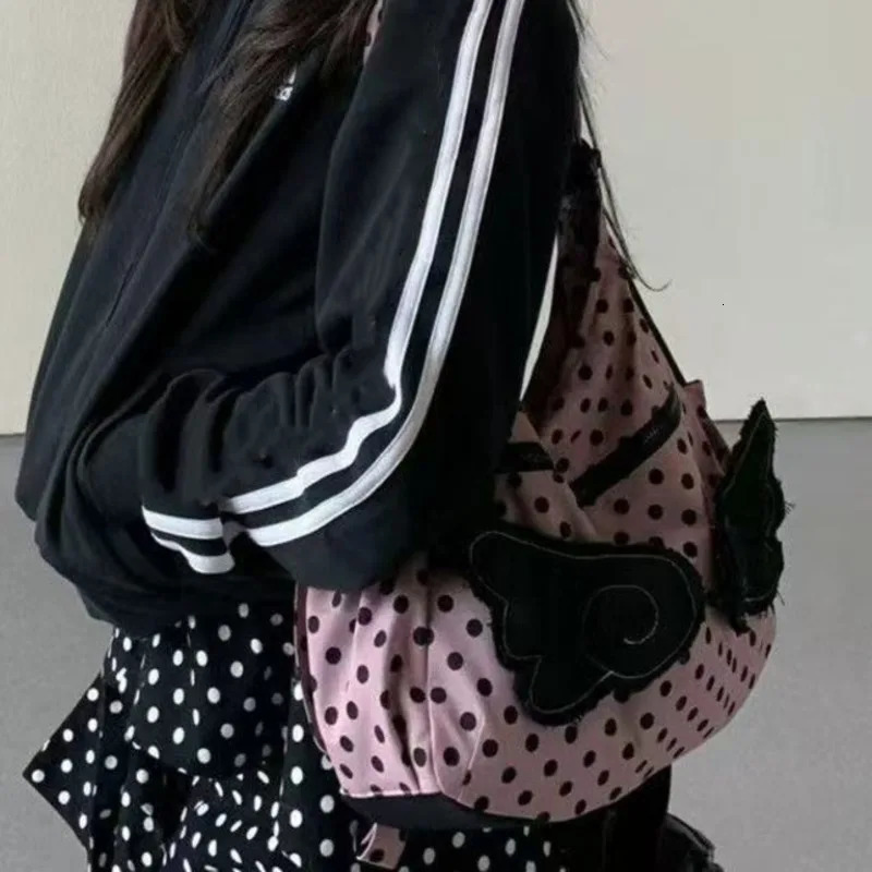 Wings Y2k Shoulder Bag Polka Dot Korean Crossbody Bag Women High Capacity Tote Bag Fashion Backpack 251029