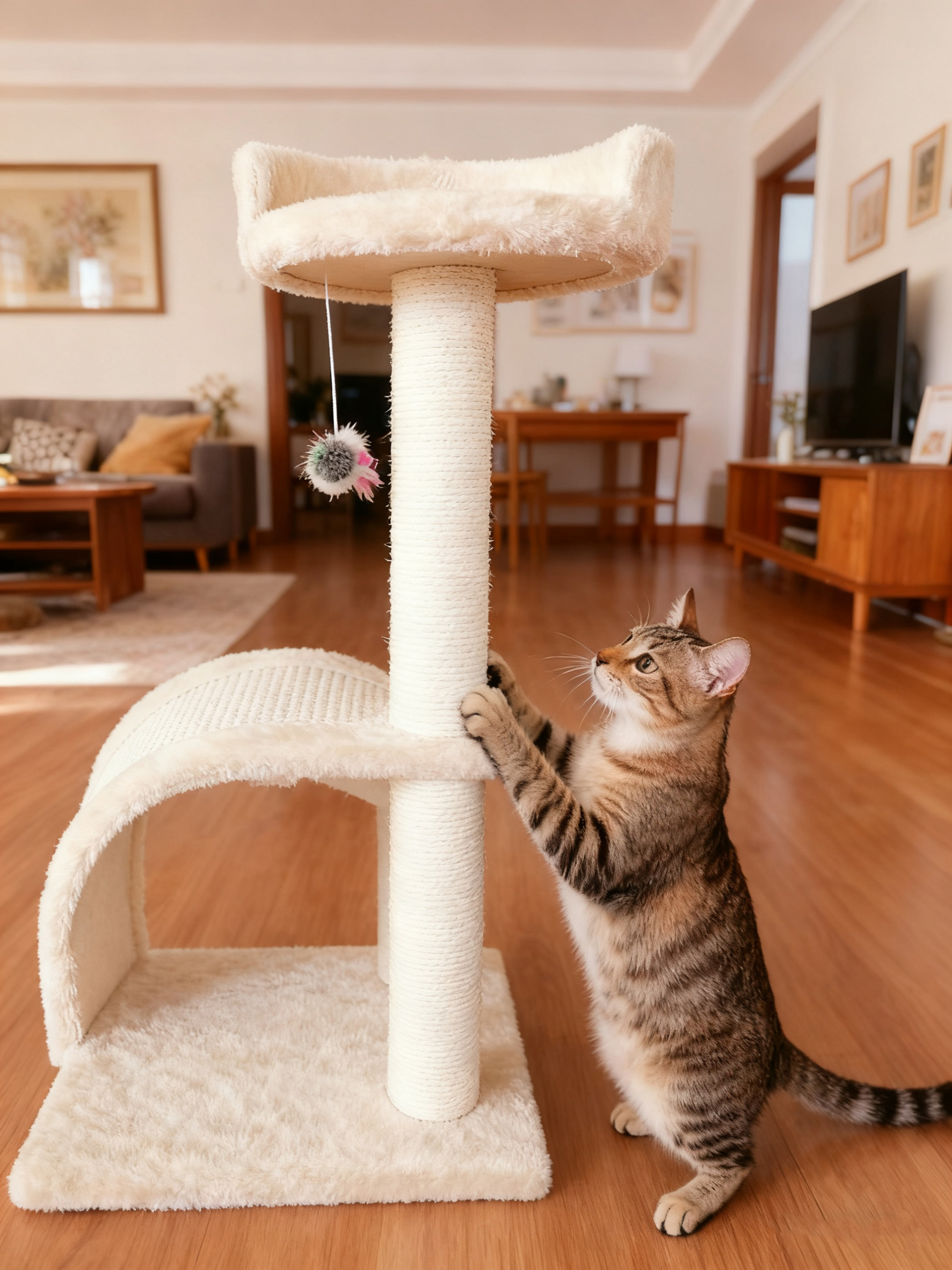 Cat Tree with Cat Bed, Cat Scratcher, and Shelves - Space-Saving Sisal Design for Home Use hot-sale products