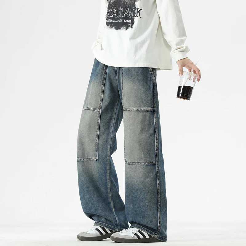 Highend Trend Personality 2025 Autumn and Winter Retro Casual Straight with Wide Legs Loose Nstyle Washed Machete Jeans J251030