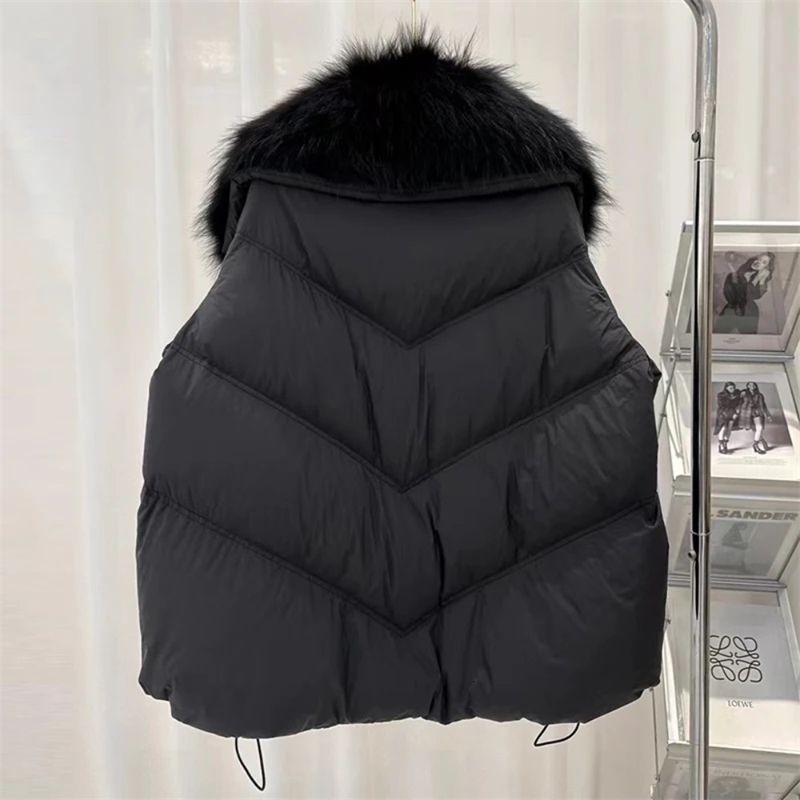 OFTBUY Winter Large Real Raccoon Fur Puffer Coat Women Oversized Feather Down Parka Knit Sleeve White Duck Down Jacket 251029