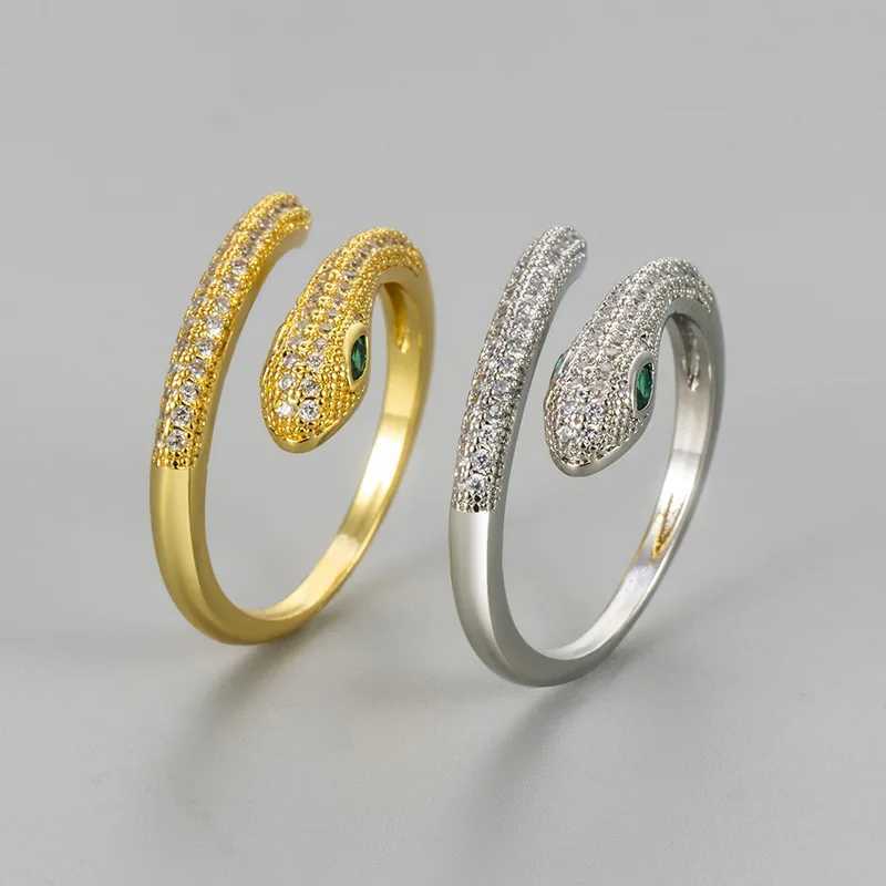 925 Sterling Silver Rings For Women Vintage Handmade Adjustable Zircon Snake Ring Fashion Band Female Bijoux GiftW251030