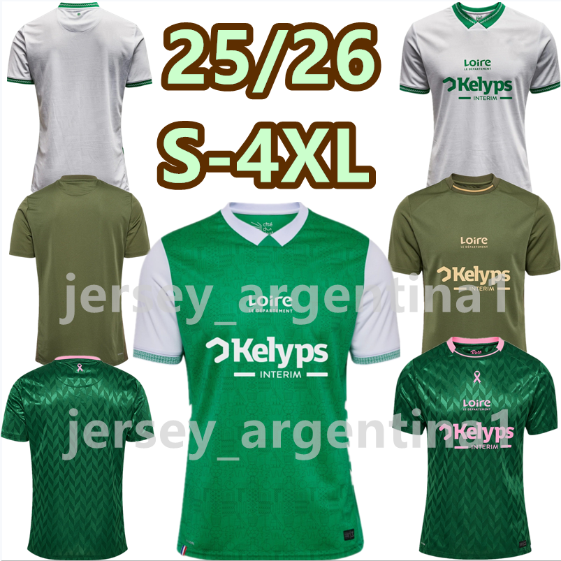 4XL maillots AS Saints Etienne 25 26 Soccer Jerseys 2025 2026 ASSE Etienne KHAZRI Bouchouari BERIC CAMARA MACON NORDiN D.BOUANGA Uniforms Men Football Shirt S-4XL