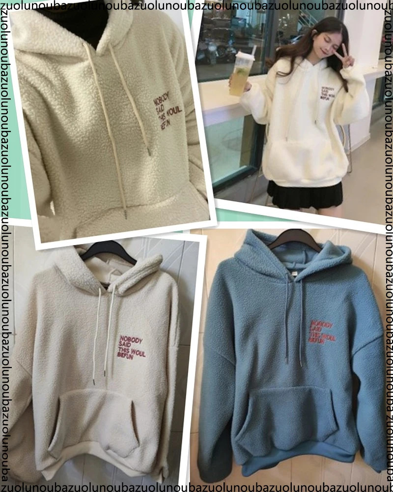 Autumn Winter Clothes Thick Warm Coat Velvet Cashmere Women Hoody Sweatshirt Casual Tops Lady Loose Apricot Be Fun Pullover 251030
