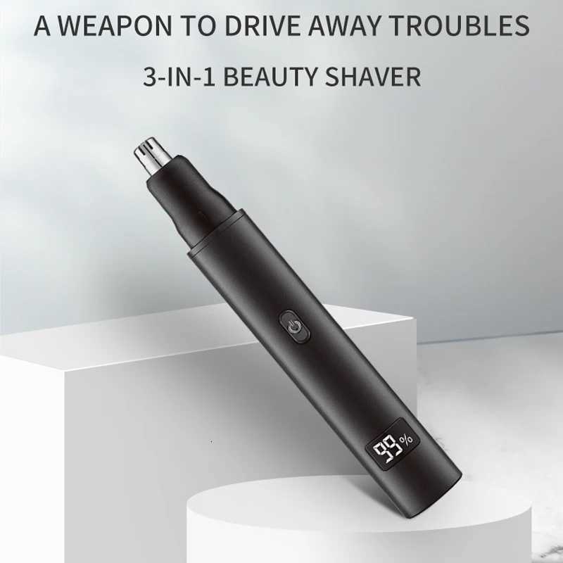 XMSJ 3in1 Mens Electric Nose Hair Trimmer LED Display Portable Painless Tshape Rechargeable Sideburns Eyebrows Beard Trimmer M251030
