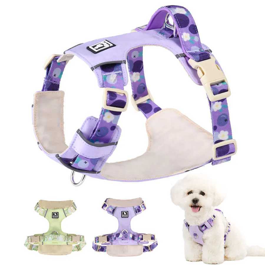 HP583Lightweight pet adjustable harness Thin dualsided fabric pretty printed nylon webbing suit for chest of 1342 inch83 J251129