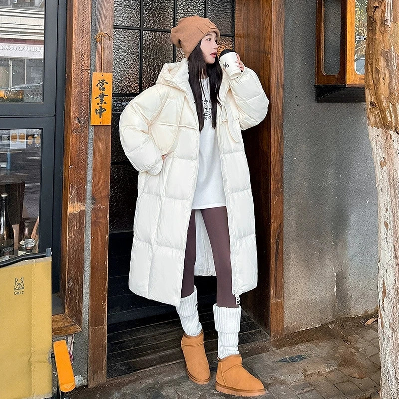 Women Winter Long Cotton Coat 2025 Warm Thicken Cotton Padded Jacket Korean Loose Hooded Parkas Coat Women Outwear 251030