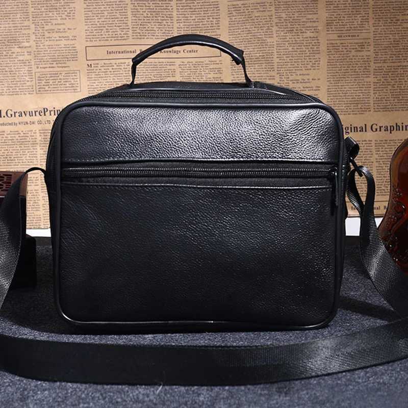Men Genuine Leather Shoder Bag M Cowhide Leather Handbags Mens Large Zipper Messenger Bag Travel Tablet Bag Tote Y251011