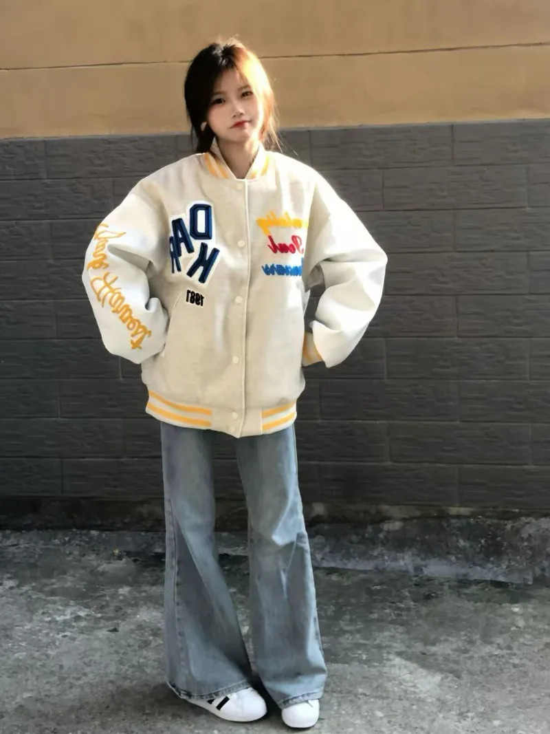 2025 American High Street Mao Jinxiu Alphabet Baseball Uniform Jacket Female Y2K Gothic Harajuku Trend Couple Jacket 251029