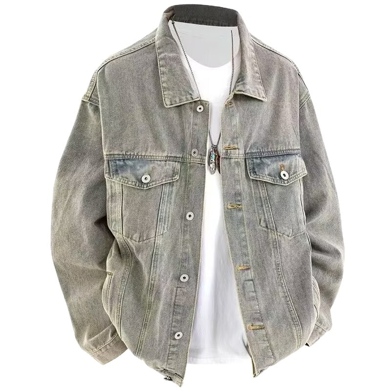 Autumn Nostalgic Blue Designer Jacket Classic Trendy Denim Jacket Loose Fit Unisex Niche Design Trendy Casual Top Cotton