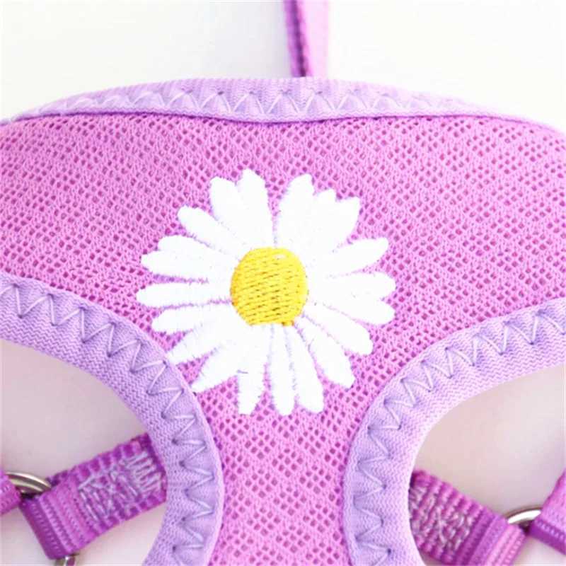 Korean Candy Color Embroidery Breathable Small Pet Dog Harness and Leash Set Soft Nylon Puppy Walking Vest for Chihuahua Yorkie J251129