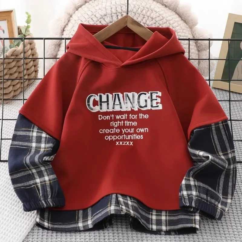 Boys Hooded Sweatshirt Kids Autumn Pullovers Spring New Letter Long Sleeve Tops Childrens Loose Fashion Coat Teenage ClothesT251030
