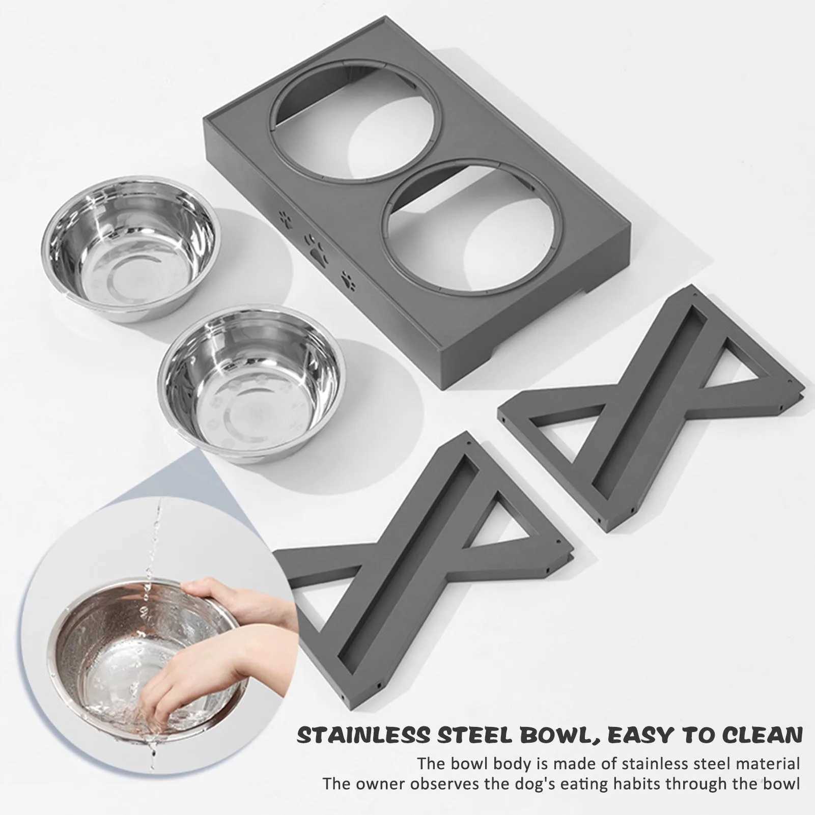 Stainless Steel Elevated Dog Bowl NonSlip and No Spill Design Bowl Pet Supplies Suitable for Promote Healthy Digestion XuanUS J251113