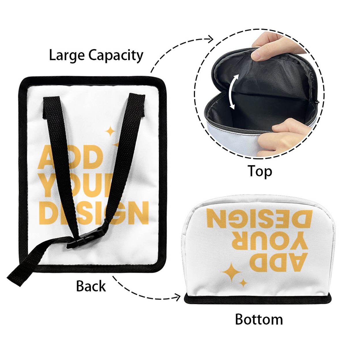 Car Hanging Trash Can with Adjustable Strap, 100% Polyester Waterproof Auto Garbage Bin, Zipper Top Vehicle Organizer