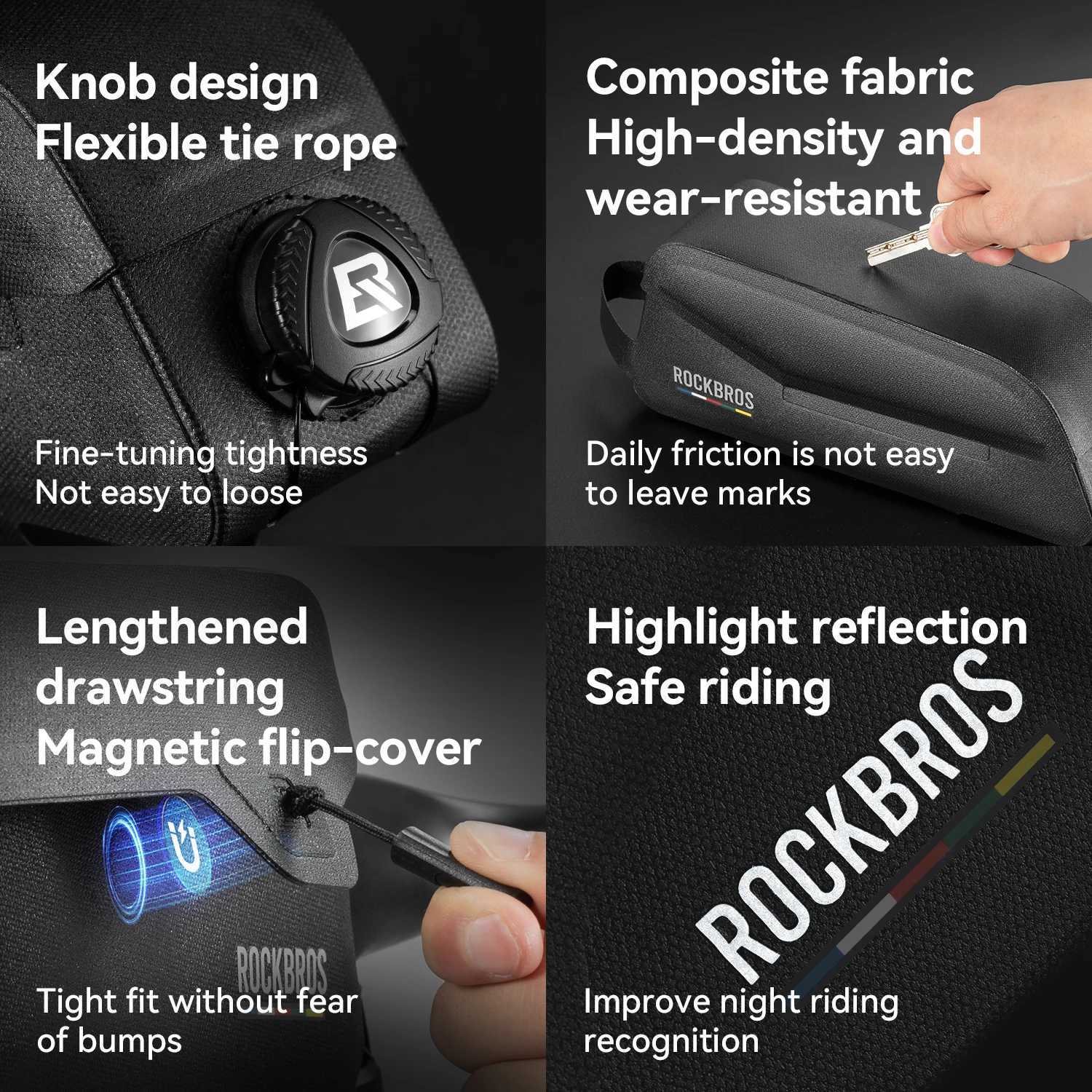 ROCKBROS ROAD TO SKY Bicycle Bag Magnetic Suction Front Bag Waterproof Pipe Mobile Phone Bag MTB Road Bike Riding Front Bag H251029