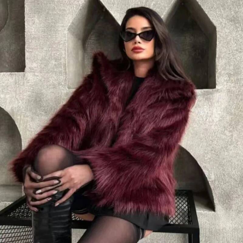 winter jacket women HXAO Women's Fur Coat Women 2024 Plush Bury Bomber Solid Crop Long Sleeve Jacket Warm Winter Woman Casual Coats5424