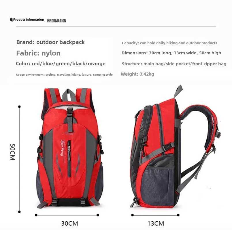 40L Lightweight Outdoor Backpack Waterproof Travel Daypack for Men and Women Versatile Dual Shoulder Bag for Cycling and Books H251029