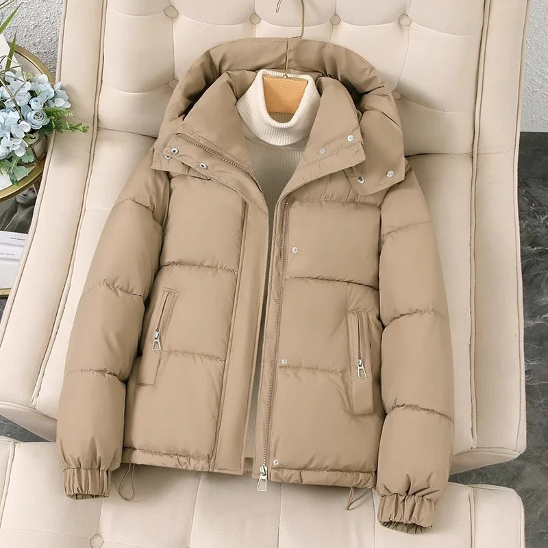 2025 Fashion Short Casual Down Cotton Jacket Women Parkas Hooded Korean Style Winter Cotton Clothing Female Coat Outerwear 251030