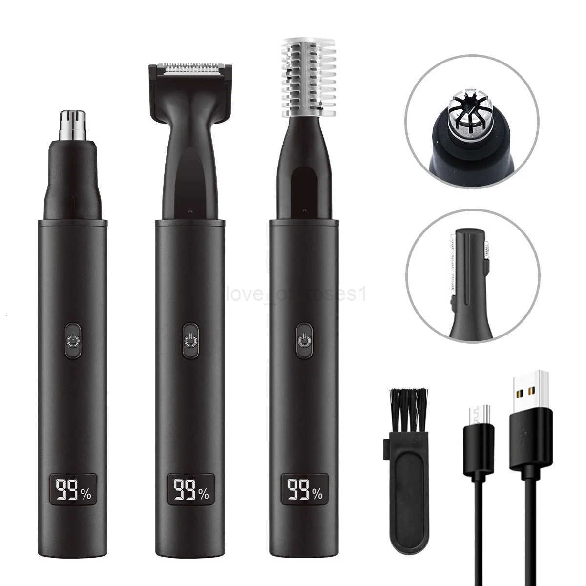 3 in 1 Electric Nose Ear Hair Trimmer Painless Rechargeable Eyebrow Beard Hair Clipper Shaver Nose Hair Trimmer Z251030
