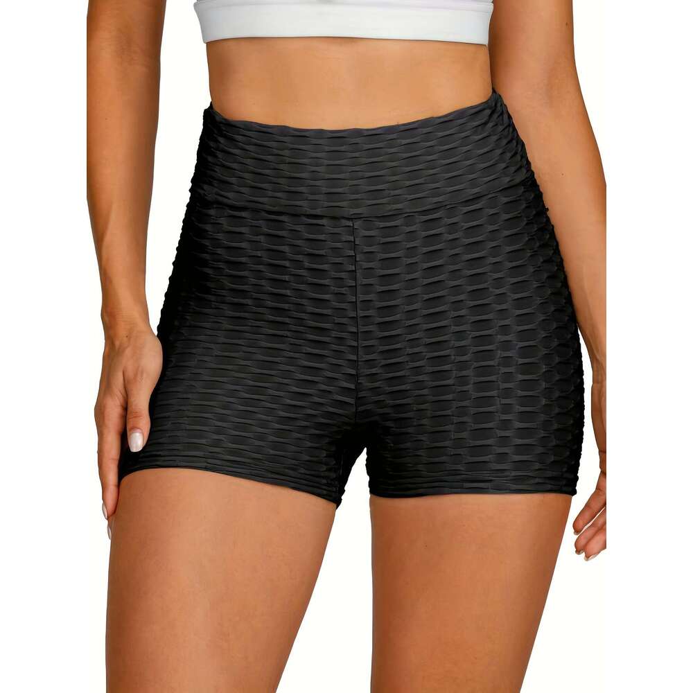 5-Pack High Waist Textured Peach Lift Yoga Shorts, Stretchy Gym Bubble Workout Shorts for Women, Quick-Dry Fiess Sports Activewear, Assorted Colors