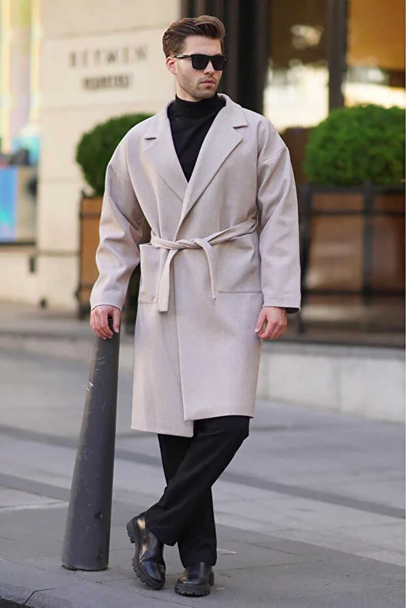 Autumn and Winter Men's Overcoat Wool Blend Buttonless Outerwear Commute Warm Customized trajes para hombre