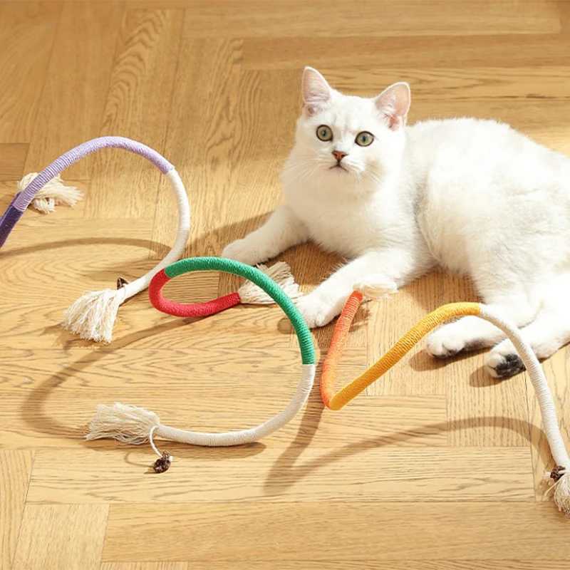 Cat String Toy Interactive Cat Scratcher Cotton Rope Toy Biteresistant Chewing Teething Cat Toy Pet Teaser Wand String Rope S251029