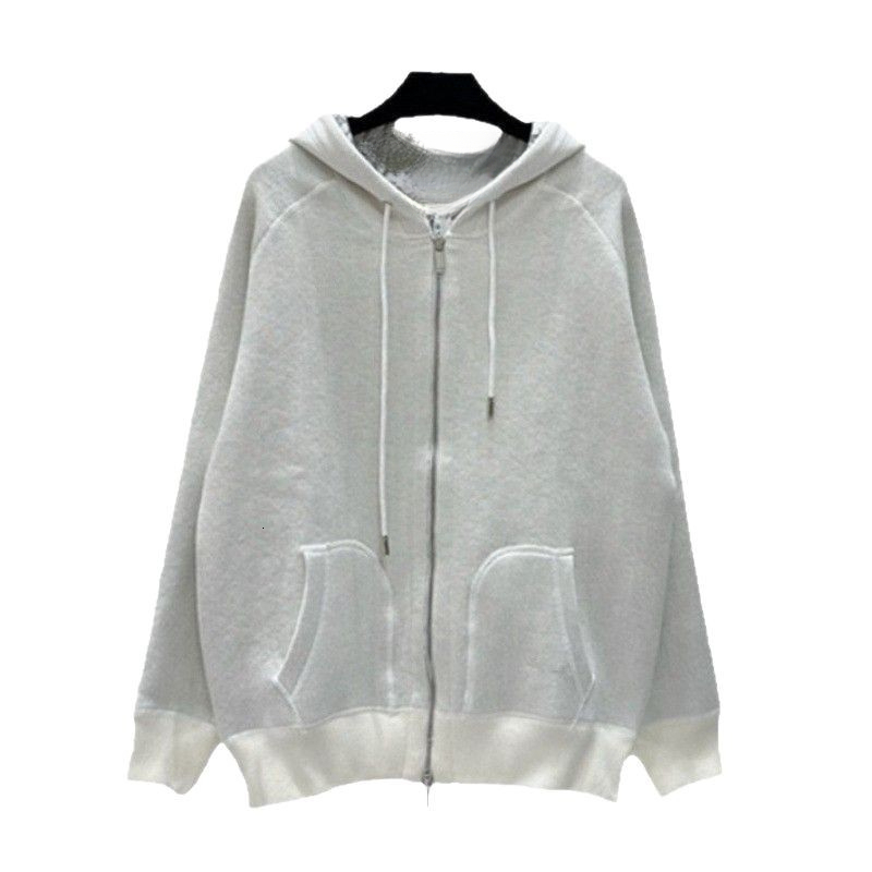 Designer's autumn and winter new fashionable knitted zipper hooded sweatshirt double-sided wearable loose women's jacquard letter unisex sty