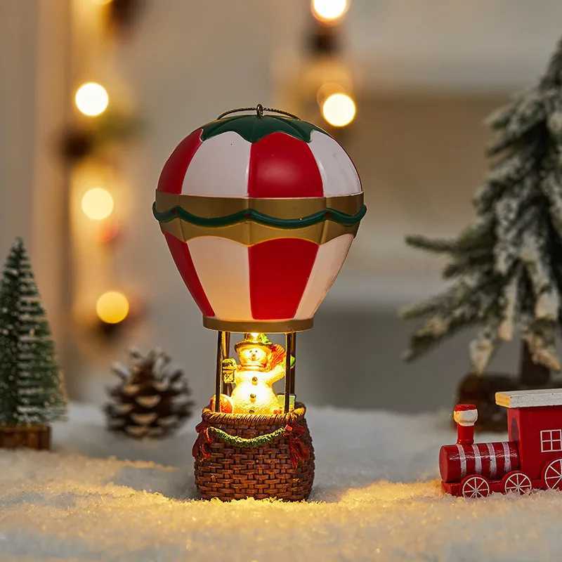Santa Claus Snowman Hot Air Balloon Ornament Christmas Decorations Glowing LED Lights Bedside Table Ornament New Year Home Decor C251030